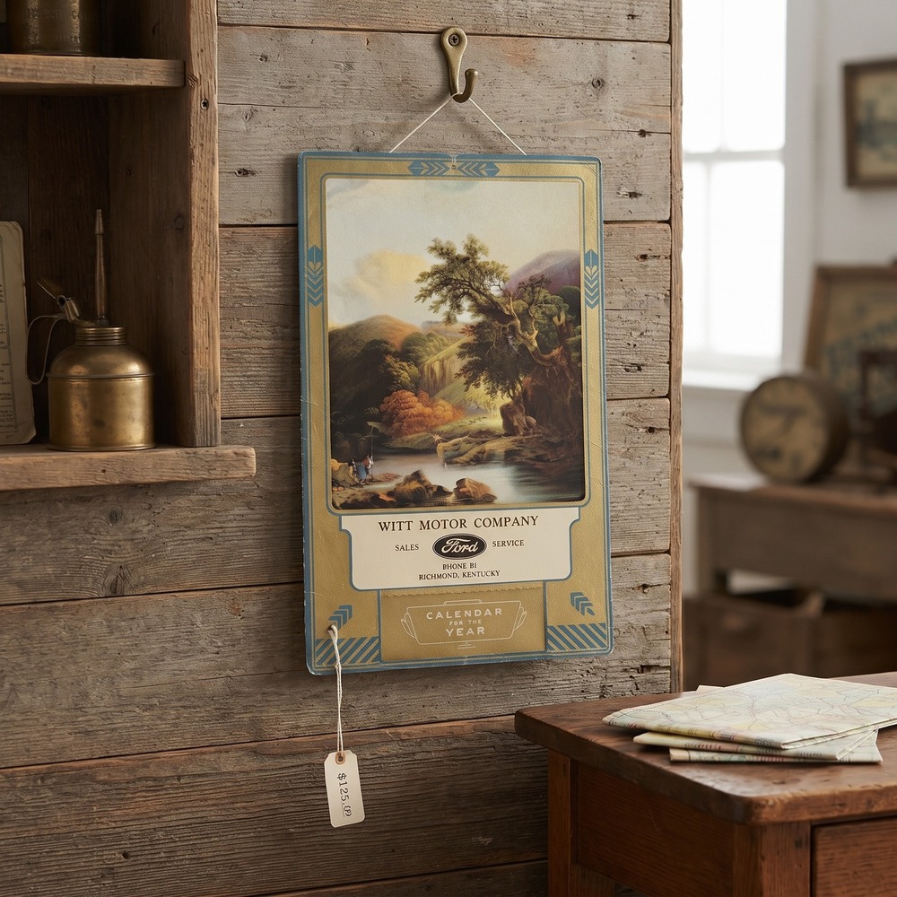 Vintage 1939 Ford Witt Motor Company Richmond KY Advertising Calendar Scenic Art